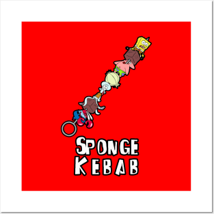 Funny Cute Sponge Kebab BBQ Funny Sea Creatures Cartoon Posters and Art